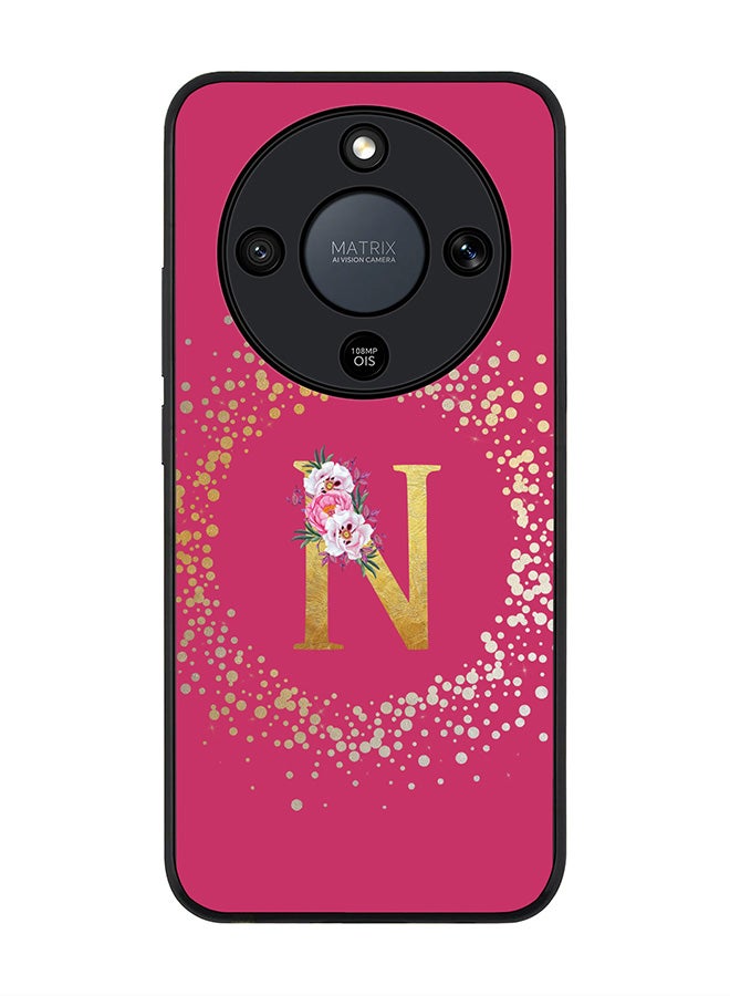 For Honor X9d / Magic8 Lite / X70 Case,Slim fit Camera Protection, Shockproof Thin Phone cover  - Custom Monogram Floral - N ( Deep Pink )